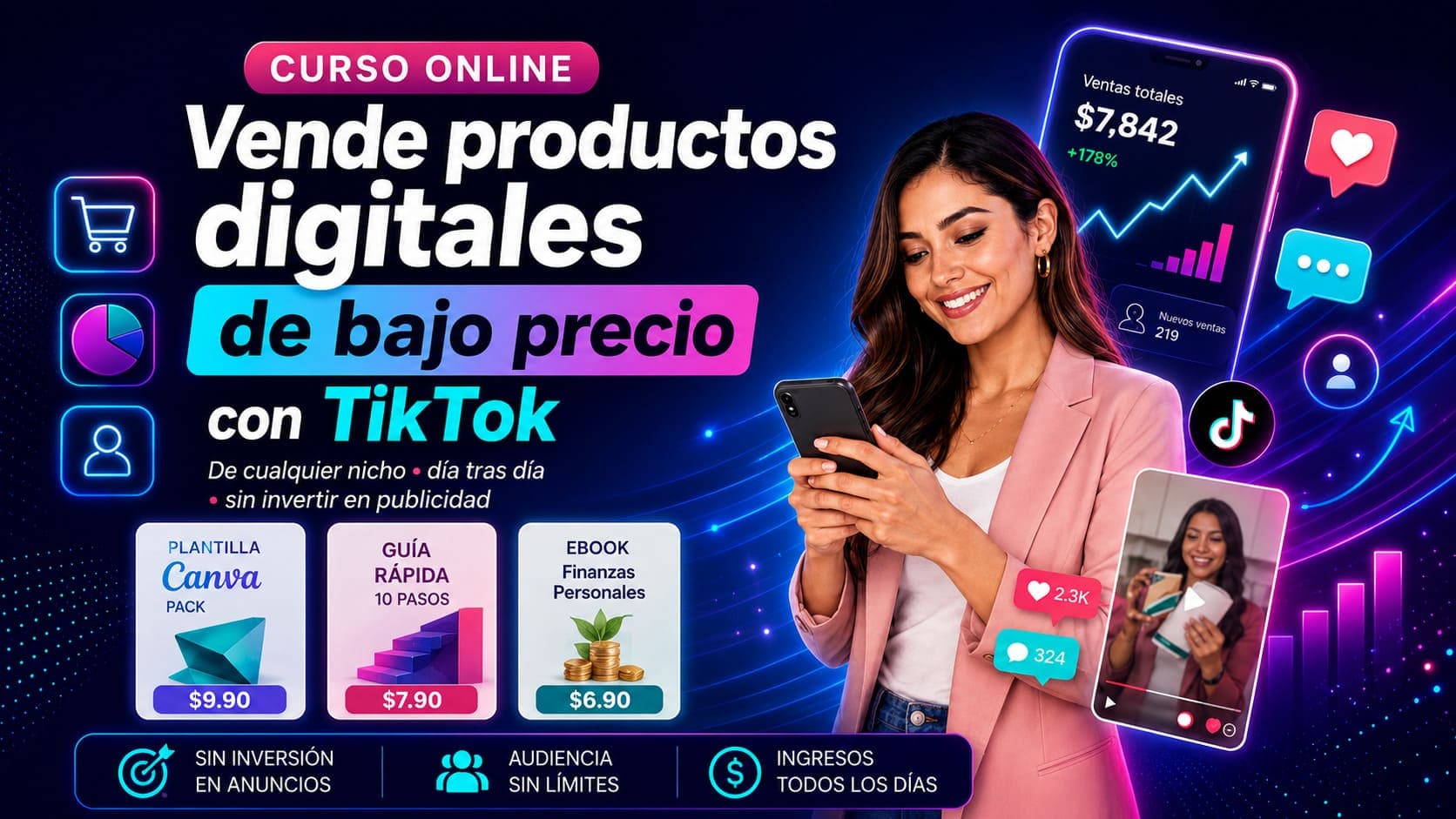 Curso Online: Vende Productos Digitales de Bajo Precio con TikTok