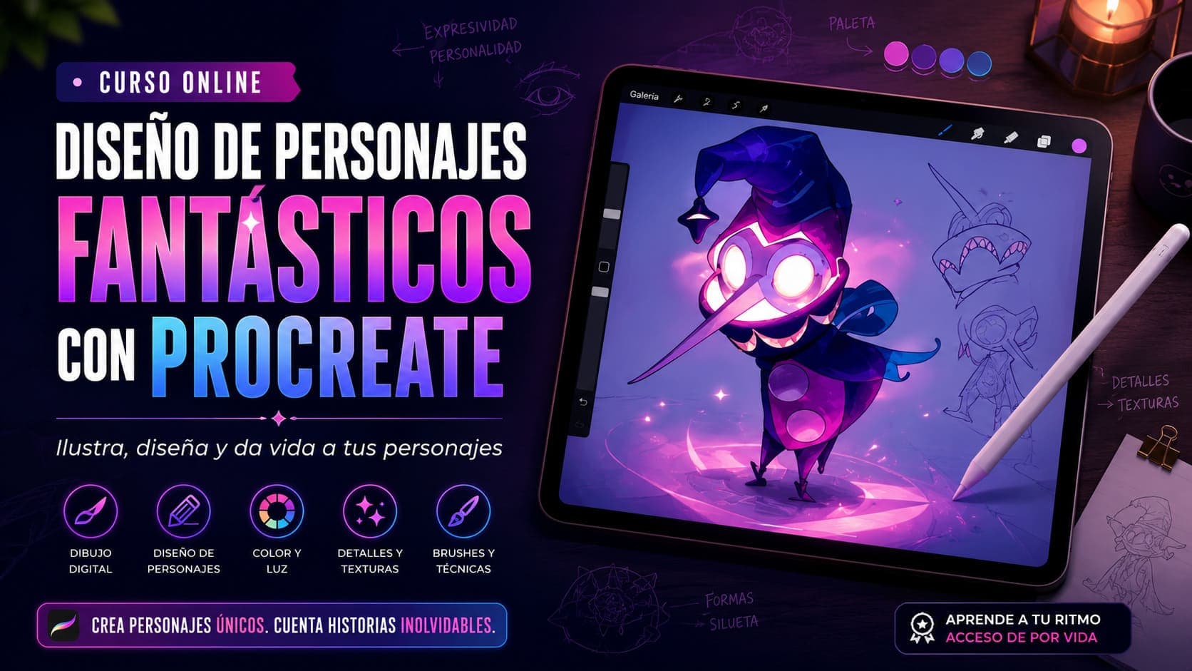 Curso Online de Diseño de Personajes Fantásticos con Procreate