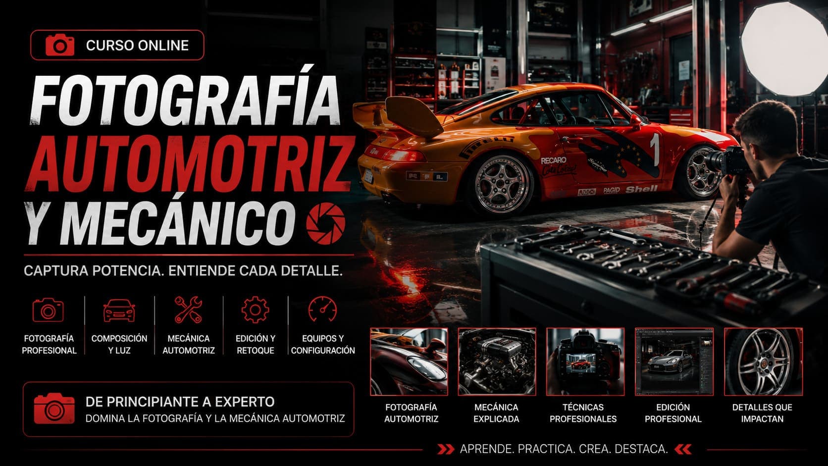 Curso Online de Fotografía Automotriz y Mecánico