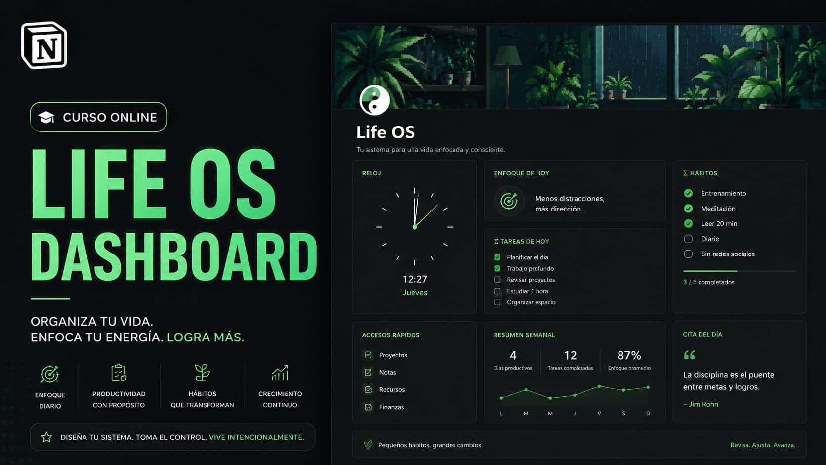 Curso Online de Life OS Dashboard