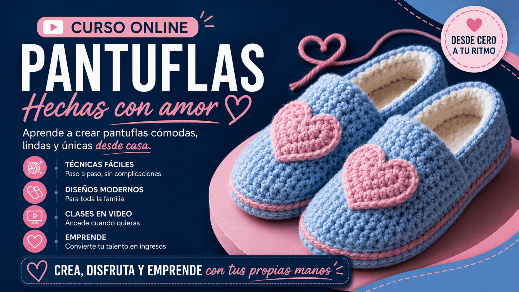 Curso Online de Pantuflas Hechas con Amor